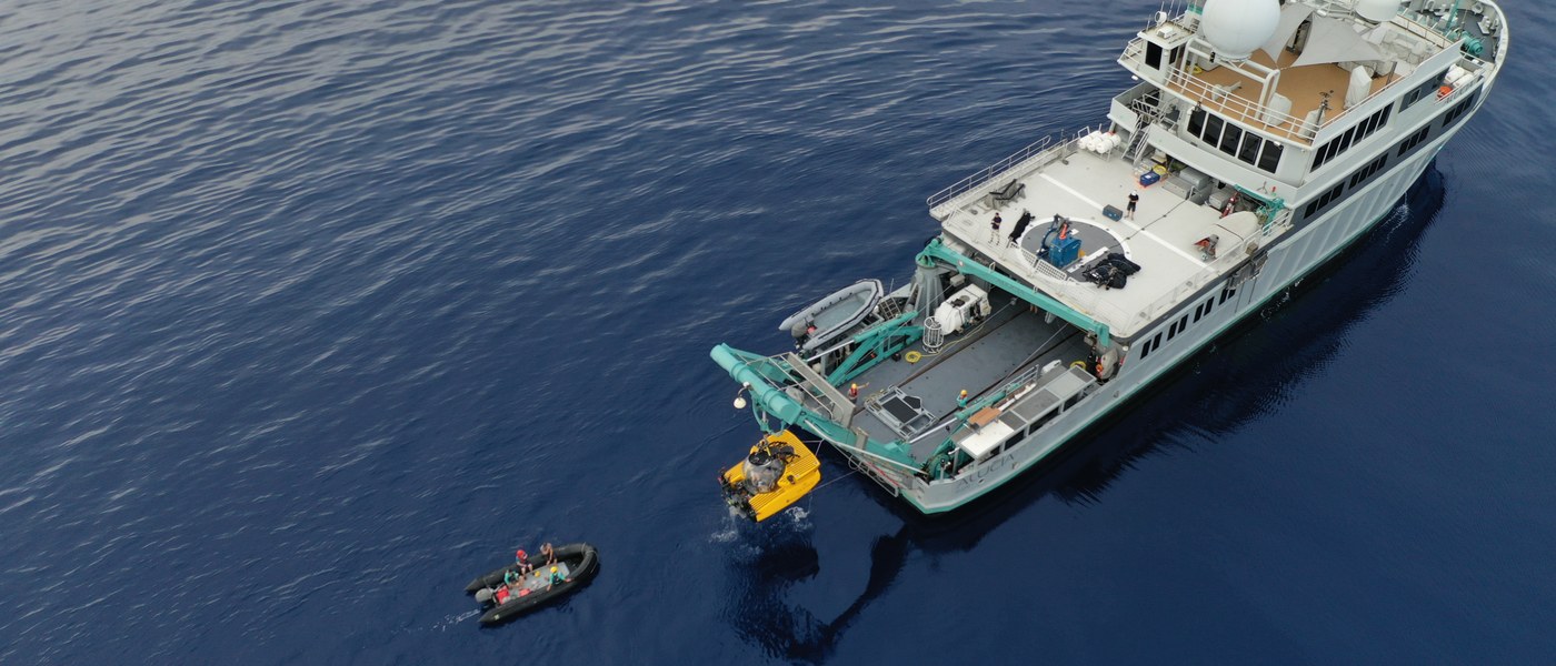 Aerial — Research Vessel at Sea